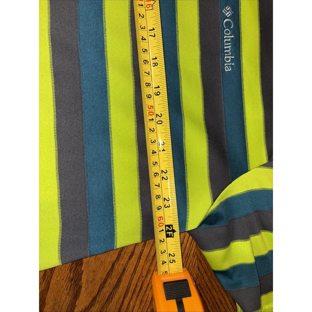 Columbia‎ Men's XL Polo Omni-Shade Green Striped Short Sleeve Golf Polo Shirt